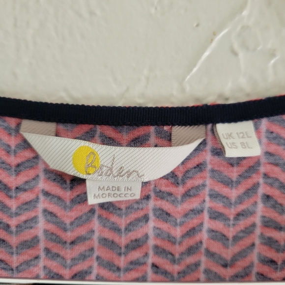 Boden Amelie Jersey Dress Red Chevron Size 8L - Picture 4 of 8